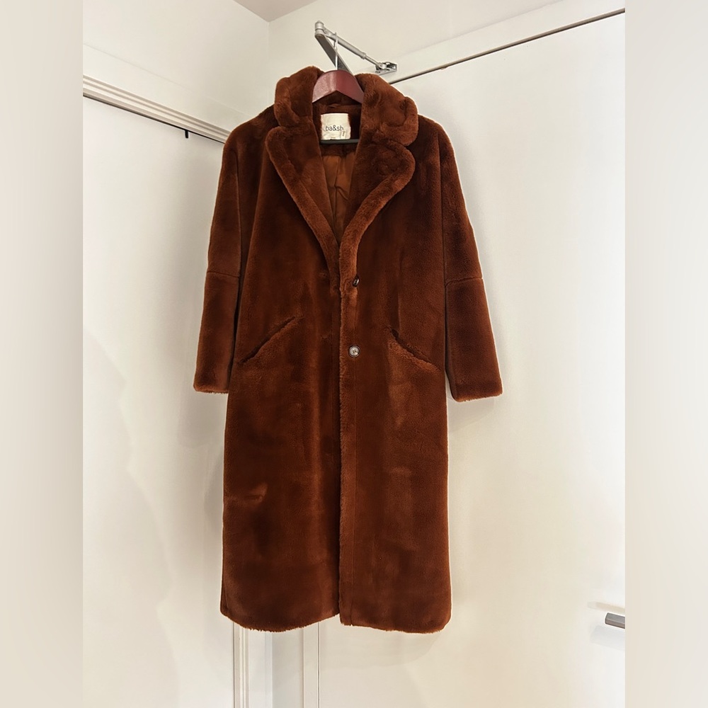 Chocolate brown faux fur coat